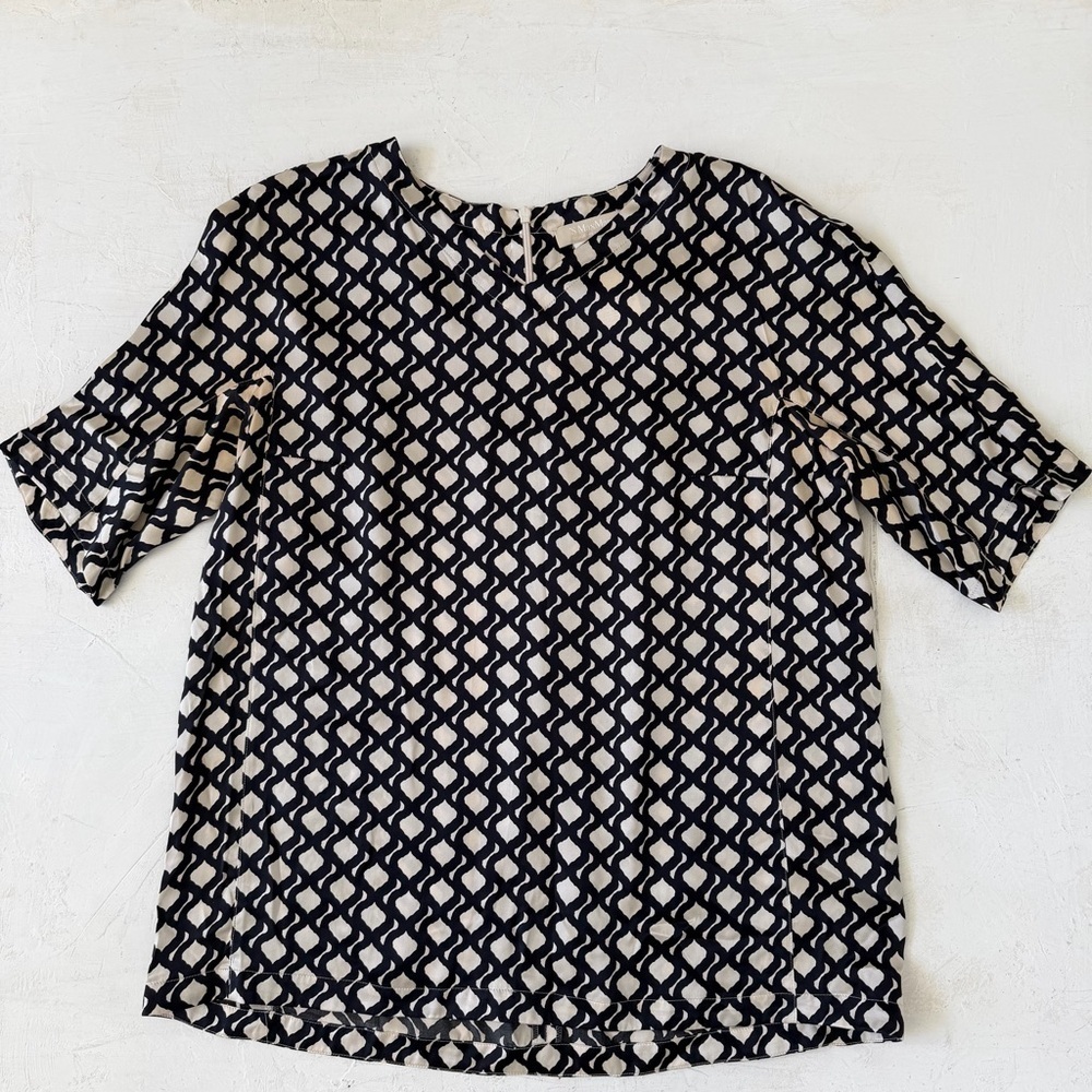 'S Max Mara 100% Silk Geometric Top US 12 - Picture 4 of 8